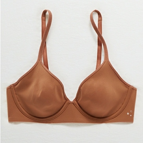 AERIE Real Me Full Coverage Underwire Bra Copper Brown 40D Smooth T-shirt Bra - Picture 2 of 11